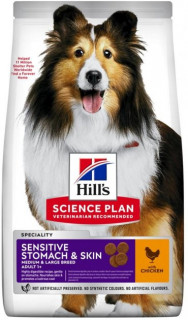Hill's SP Can Adult SenSt&Sk Md Ch-Дорос.соб.Чутл.травл.та шкіра Медіум/курка, 14 кг