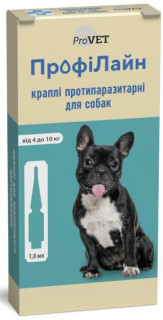 ProVET Краплі Профілайн від бліх та кліщів д/собак 4-10 кг, 1,0 мл, інсектоакарицид (піп)