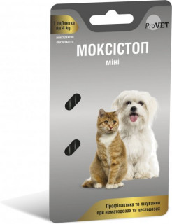 ProVET МОКСІСТОП МІНІ для собак/котов 1табл. на 4кг (2табл.) (антигельмінтик)