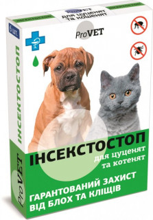 ProVET Інсектостоп Краплі від бліх і кліщів,  д/цуценят та кошенят 0,5 мл інсектоакарицид (пип)