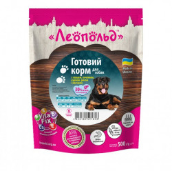Леопольд. СОБАКИ КАША.  500г пауч. Готовий корм з серцем ,печін,курк рис/овоч д/собак 